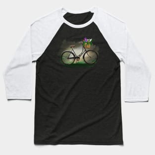 Fahrrad retro mit Blumen Baseball T-Shirt